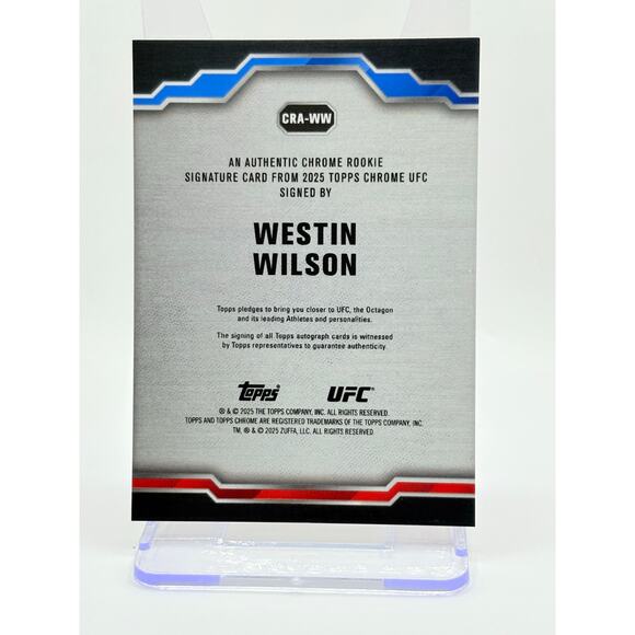 2025 Topps UFC Chrome Sapphire Westin Wilson Rookie Gold Refractor Auto 18/50 SP - Picture 2 of 2